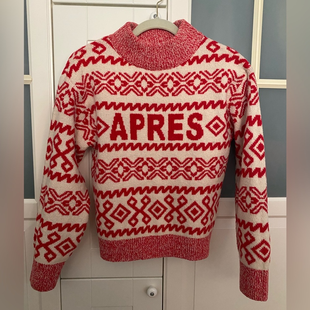 A New Day Red/white gently used Ski Patterned Sweater - Madewell Maave Pilcro